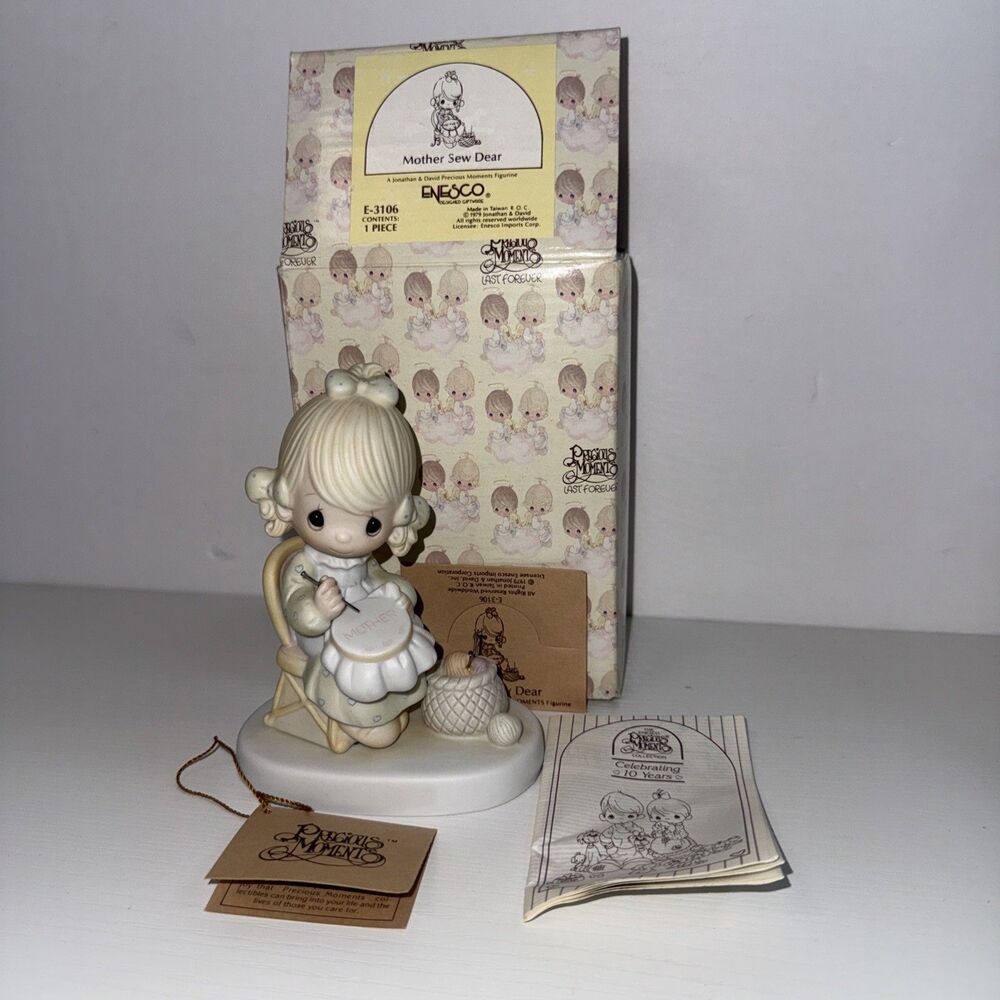 Vintage 1979 Precious Moments "Mother Sew Dear" Figurine E-3106